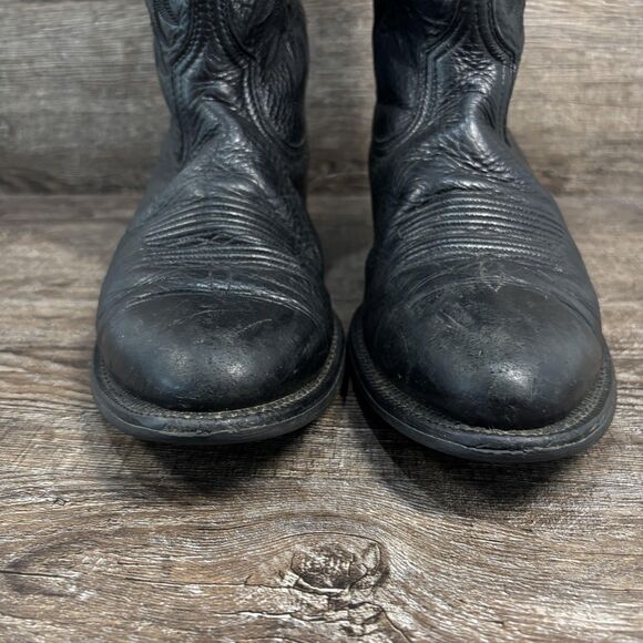Ariat Heritage Boots Men\'s 11D Black Leather Western Cowboy Embroidered Pull On